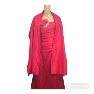 Occasion Red Strapless Satin Full Lenght Gown